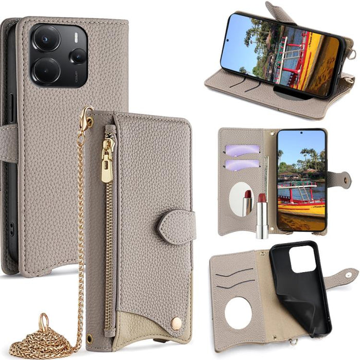 Funda para teléfono de piel de lichi con forma de cola de pez y cadena cruzada, For Redmi K90, For Redmi K90 Pro Max, For Redmi 15C 5G / 4G EU 173mm / Poco C85 5G, For Redmi 15C 5G / 4G Global 171mm / Poco C85 4G, For Redmi K80 Ultra                   ...