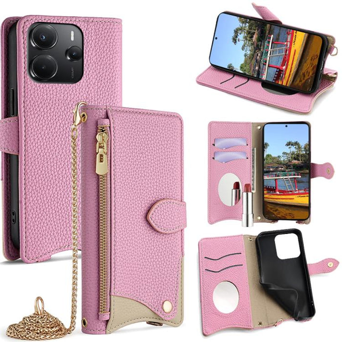 Funda para teléfono de piel de lichi con forma de cola de pez y cadena cruzada, For Redmi K90, For Redmi K90 Pro Max, For Redmi 15C 5G / 4G EU 173mm / Poco C85 5G, For Redmi 15C 5G / 4G Global 171mm / Poco C85 4G, For Redmi K80 Ultra                   ...
