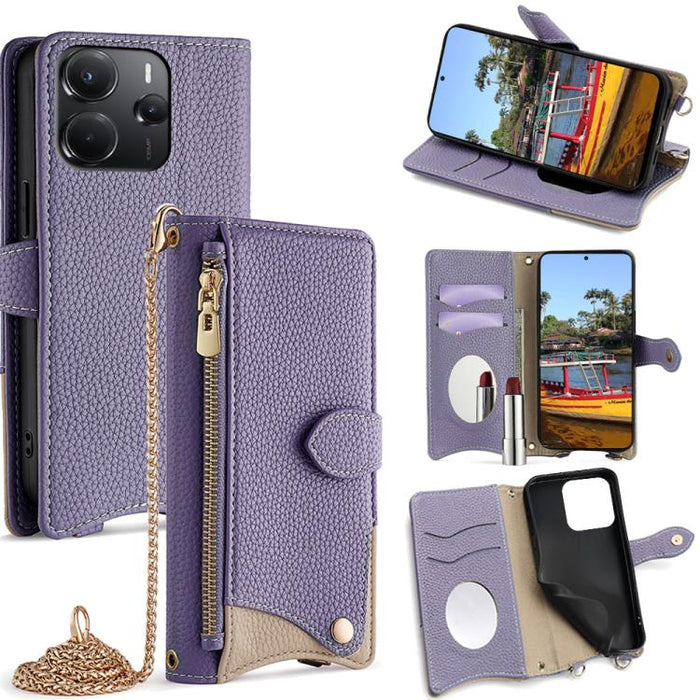 Funda para teléfono de piel de lichi con forma de cola de pez y cadena cruzada, For Redmi K90, For Redmi K90 Pro Max, For Redmi 15C 5G / 4G EU 173mm / Poco C85 5G, For Redmi 15C 5G / 4G Global 171mm / Poco C85 4G, For Redmi K80 Ultra                   ...