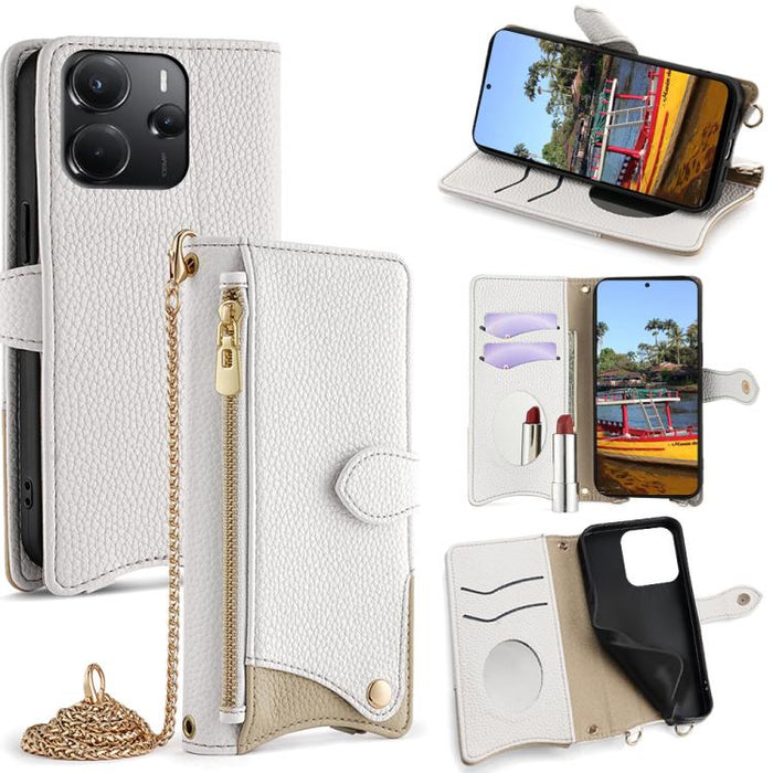 Funda para teléfono de piel de lichi con forma de cola de pez y cadena cruzada, For Redmi K90, For Redmi K90 Pro Max, For Redmi 15C 5G / 4G EU 173mm / Poco C85 5G, For Redmi 15C 5G / 4G Global 171mm / Poco C85 4G, For Redmi K80 Ultra                   ...
