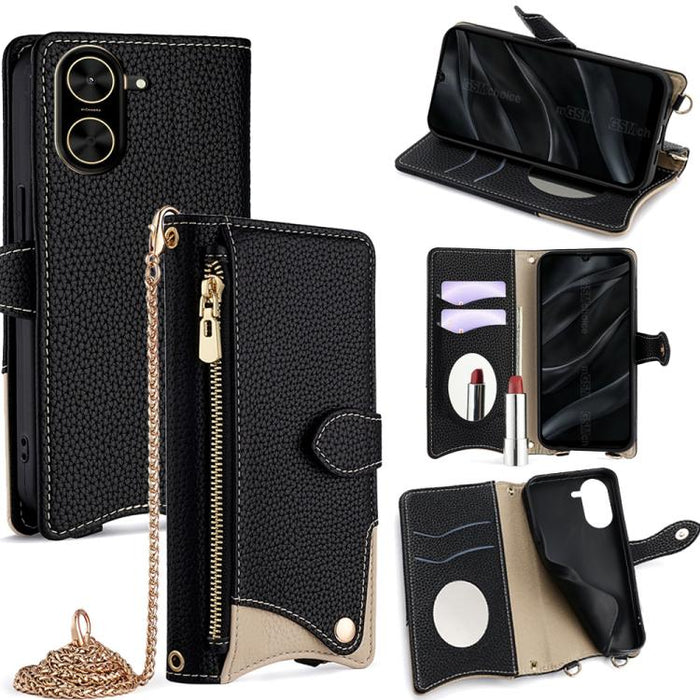 Funda para teléfono de piel de lichi con forma de cola de pez y cadena cruzada, For Redmi K90, For Redmi K90 Pro Max, For Redmi 15C 5G / 4G EU 173mm / Poco C85 5G, For Redmi 15C 5G / 4G Global 171mm / Poco C85 4G, For Redmi K80 Ultra                   ...