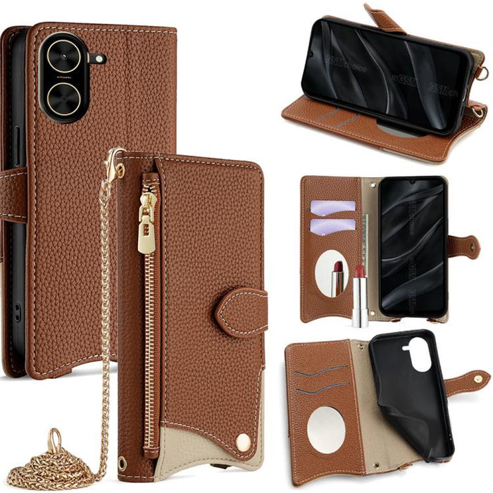 Funda para teléfono de piel de lichi con forma de cola de pez y cadena cruzada, For Redmi K90, For Redmi K90 Pro Max, For Redmi 15C 5G / 4G EU 173mm / Poco C85 5G, For Redmi 15C 5G / 4G Global 171mm / Poco C85 4G, For Redmi K80 Ultra                   ...