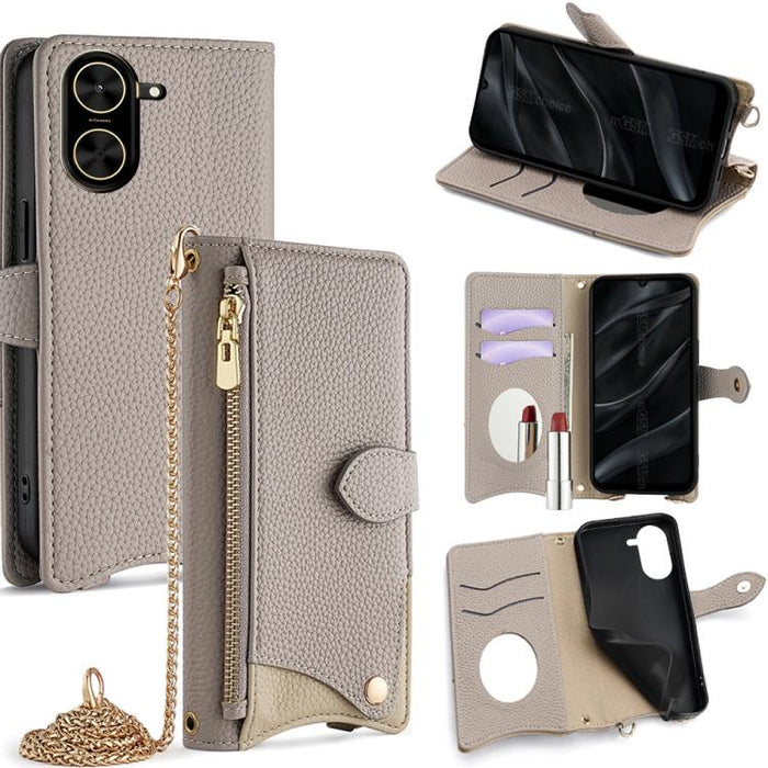 Funda para teléfono de piel de lichi con forma de cola de pez y cadena cruzada, For Redmi K90, For Redmi K90 Pro Max, For Redmi 15C 5G / 4G EU 173mm / Poco C85 5G, For Redmi 15C 5G / 4G Global 171mm / Poco C85 4G, For Redmi K80 Ultra                   ...