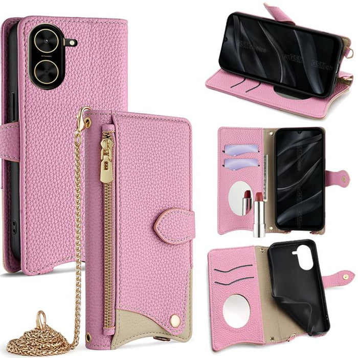 Funda para teléfono de piel de lichi con forma de cola de pez y cadena cruzada, For Redmi K90, For Redmi K90 Pro Max, For Redmi 15C 5G / 4G EU 173mm / Poco C85 5G, For Redmi 15C 5G / 4G Global 171mm / Poco C85 4G, For Redmi K80 Ultra                   ...