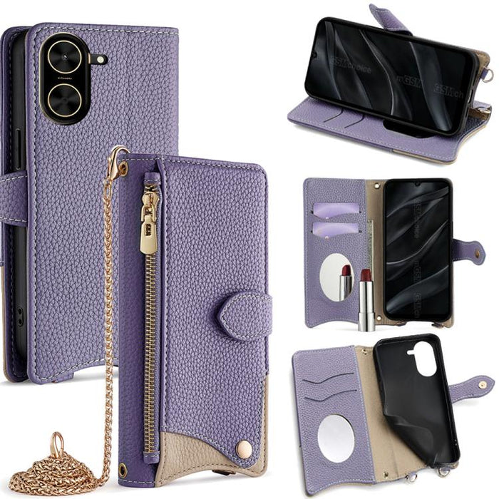 Funda para teléfono de piel de lichi con forma de cola de pez y cadena cruzada, For Redmi K90, For Redmi K90 Pro Max, For Redmi 15C 5G / 4G EU 173mm / Poco C85 5G, For Redmi 15C 5G / 4G Global 171mm / Poco C85 4G, For Redmi K80 Ultra                   ...