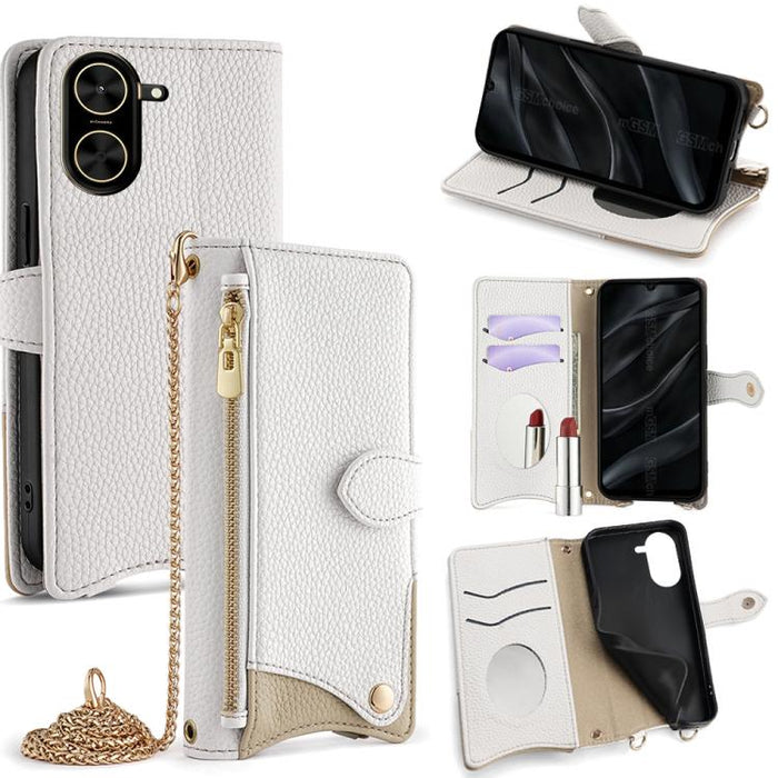 Funda para teléfono de piel de lichi con forma de cola de pez y cadena cruzada, For Redmi K90, For Redmi K90 Pro Max, For Redmi 15C 5G / 4G EU 173mm / Poco C85 5G, For Redmi 15C 5G / 4G Global 171mm / Poco C85 4G, For Redmi K80 Ultra                   ...