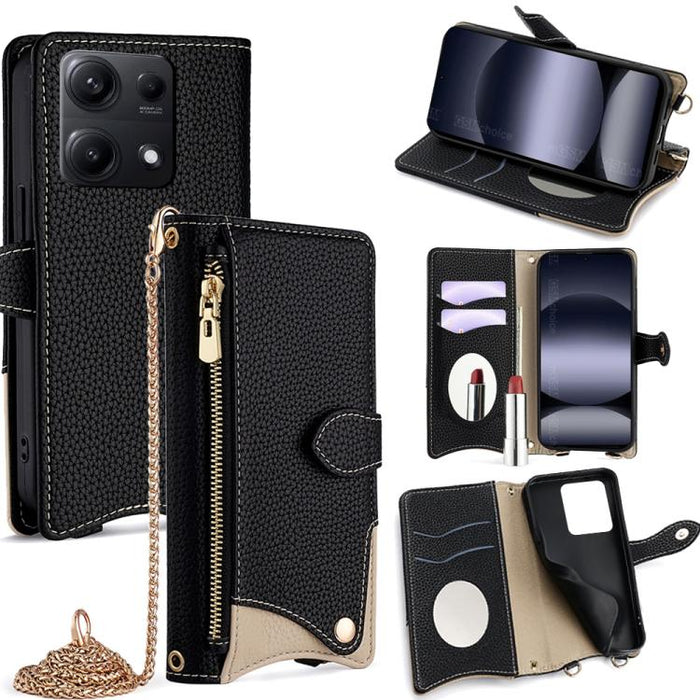 Funda para teléfono de piel de lichi con forma de cola de pez y cadena cruzada, For Redmi K90, For Redmi K90 Pro Max, For Redmi 15C 5G / 4G EU 173mm / Poco C85 5G, For Redmi 15C 5G / 4G Global 171mm / Poco C85 4G, For Redmi K80 Ultra                   ...