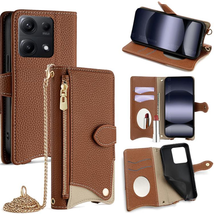 Funda para teléfono de piel de lichi con forma de cola de pez y cadena cruzada, For Redmi K90, For Redmi K90 Pro Max, For Redmi 15C 5G / 4G EU 173mm / Poco C85 5G, For Redmi 15C 5G / 4G Global 171mm / Poco C85 4G, For Redmi K80 Ultra                   ...