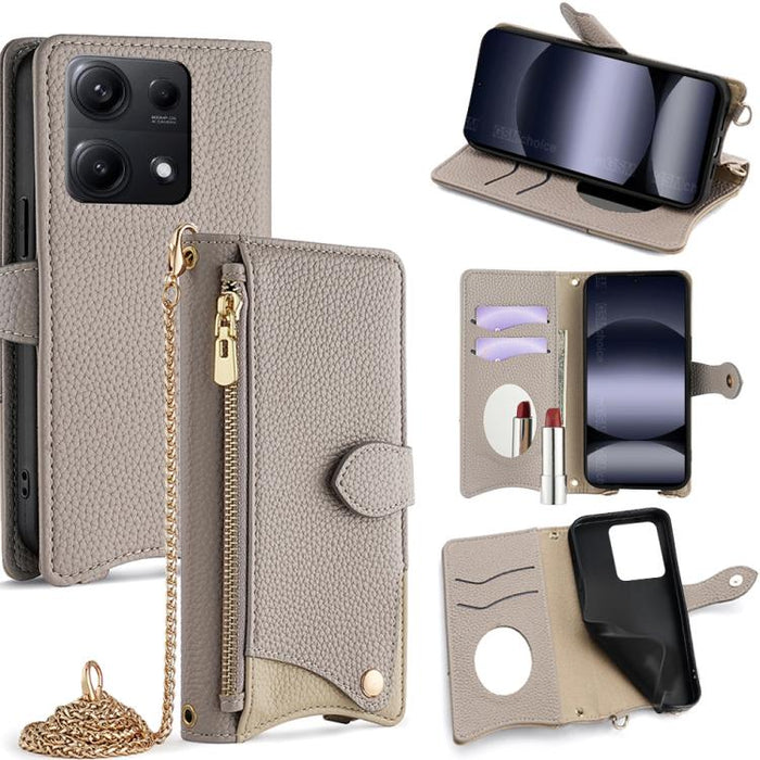 Funda para teléfono de piel de lichi con forma de cola de pez y cadena cruzada, For Redmi K90, For Redmi K90 Pro Max, For Redmi 15C 5G / 4G EU 173mm / Poco C85 5G, For Redmi 15C 5G / 4G Global 171mm / Poco C85 4G, For Redmi K80 Ultra                   ...