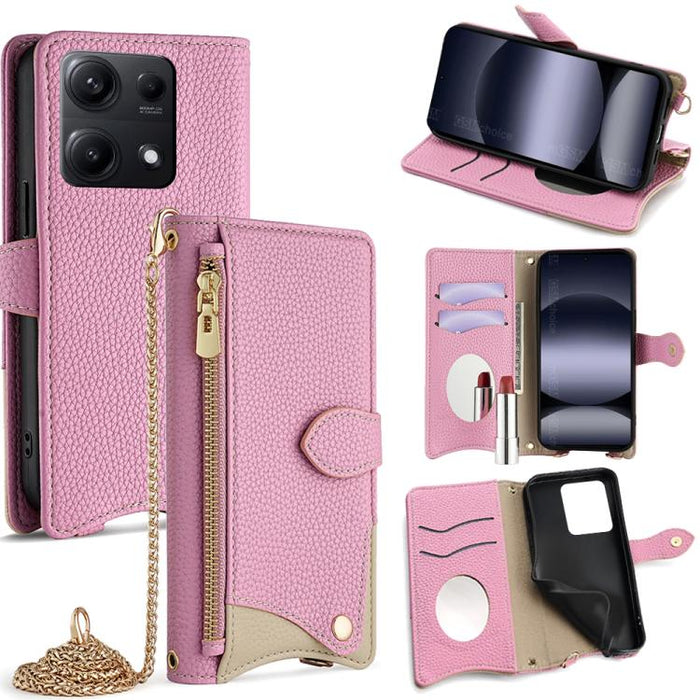 Funda para teléfono de piel de lichi con forma de cola de pez y cadena cruzada, For Redmi K90, For Redmi K90 Pro Max, For Redmi 15C 5G / 4G EU 173mm / Poco C85 5G, For Redmi 15C 5G / 4G Global 171mm / Poco C85 4G, For Redmi K80 Ultra                   ...