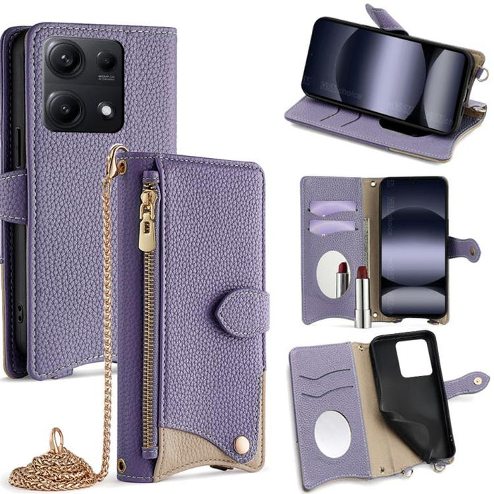 Funda para teléfono de piel de lichi con forma de cola de pez y cadena cruzada, For Redmi K90, For Redmi K90 Pro Max, For Redmi 15C 5G / 4G EU 173mm / Poco C85 5G, For Redmi 15C 5G / 4G Global 171mm / Poco C85 4G, For Redmi K80 Ultra                   ...