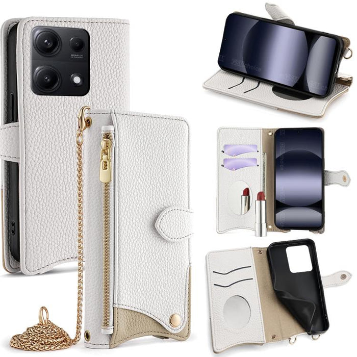 Funda para teléfono de piel de lichi con forma de cola de pez y cadena cruzada, For Redmi K90, For Redmi K90 Pro Max, For Redmi 15C 5G / 4G EU 173mm / Poco C85 5G, For Redmi 15C 5G / 4G Global 171mm / Poco C85 4G, For Redmi K80 Ultra                   ...
