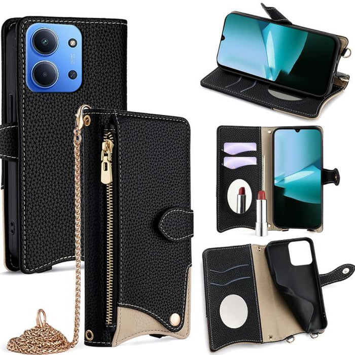 Funda para teléfono de piel de lichi con forma de cola de pez y cadena cruzada, For Redmi K90, For Redmi K90 Pro Max, For Redmi 15C 5G / 4G EU 173mm / Poco C85 5G, For Redmi 15C 5G / 4G Global 171mm / Poco C85 4G, For Redmi K80 Ultra                   ...