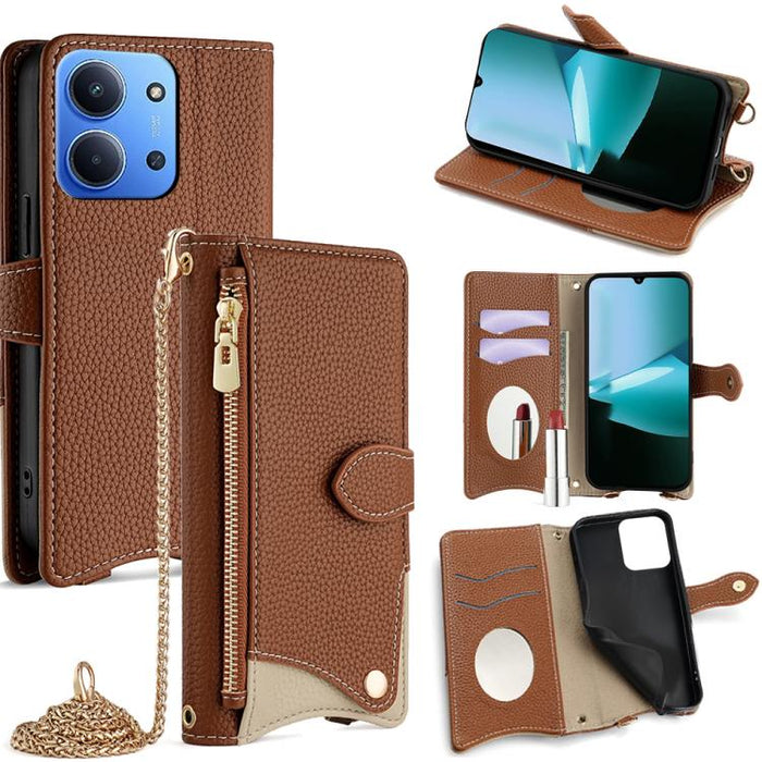 Funda para teléfono de piel de lichi con forma de cola de pez y cadena cruzada, For Redmi K90, For Redmi K90 Pro Max, For Redmi 15C 5G / 4G EU 173mm / Poco C85 5G, For Redmi 15C 5G / 4G Global 171mm / Poco C85 4G, For Redmi K80 Ultra                   ...