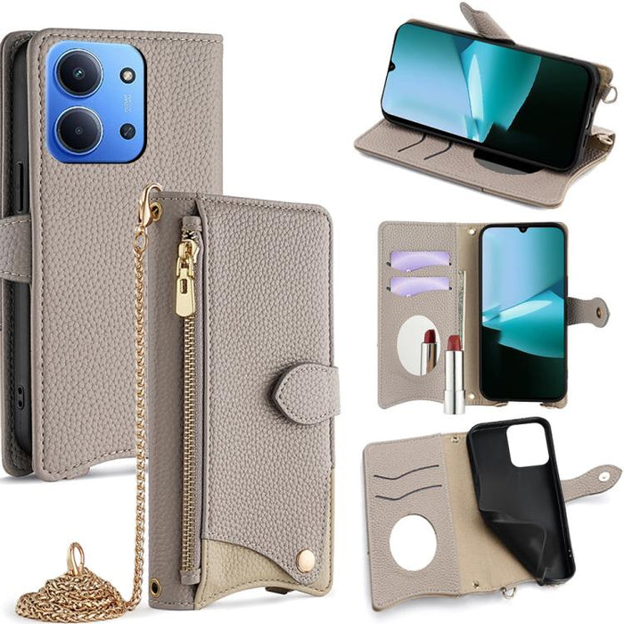 Funda para teléfono de piel de lichi con forma de cola de pez y cadena cruzada, For Redmi K90, For Redmi K90 Pro Max, For Redmi 15C 5G / 4G EU 173mm / Poco C85 5G, For Redmi 15C 5G / 4G Global 171mm / Poco C85 4G, For Redmi K80 Ultra                   ...