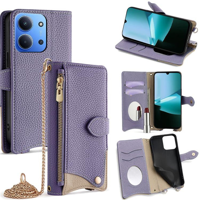 Funda para teléfono de piel de lichi con forma de cola de pez y cadena cruzada, For Redmi K90, For Redmi K90 Pro Max, For Redmi 15C 5G / 4G EU 173mm / Poco C85 5G, For Redmi 15C 5G / 4G Global 171mm / Poco C85 4G, For Redmi K80 Ultra                   ...