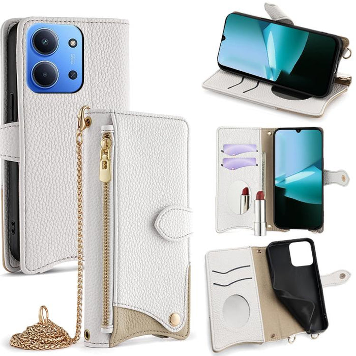 Funda para teléfono de piel de lichi con forma de cola de pez y cadena cruzada, For Redmi K90, For Redmi K90 Pro Max, For Redmi 15C 5G / 4G EU 173mm / Poco C85 5G, For Redmi 15C 5G / 4G Global 171mm / Poco C85 4G, For Redmi K80 Ultra                   ...