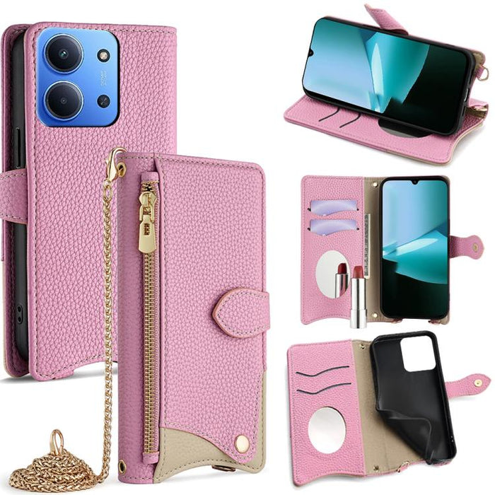 Funda para teléfono de piel de lichi con forma de cola de pez y cadena cruzada, For Redmi K90, For Redmi K90 Pro Max, For Redmi 15C 5G / 4G EU 173mm / Poco C85 5G, For Redmi 15C 5G / 4G Global 171mm / Poco C85 4G, For Redmi K80 Ultra                   ...