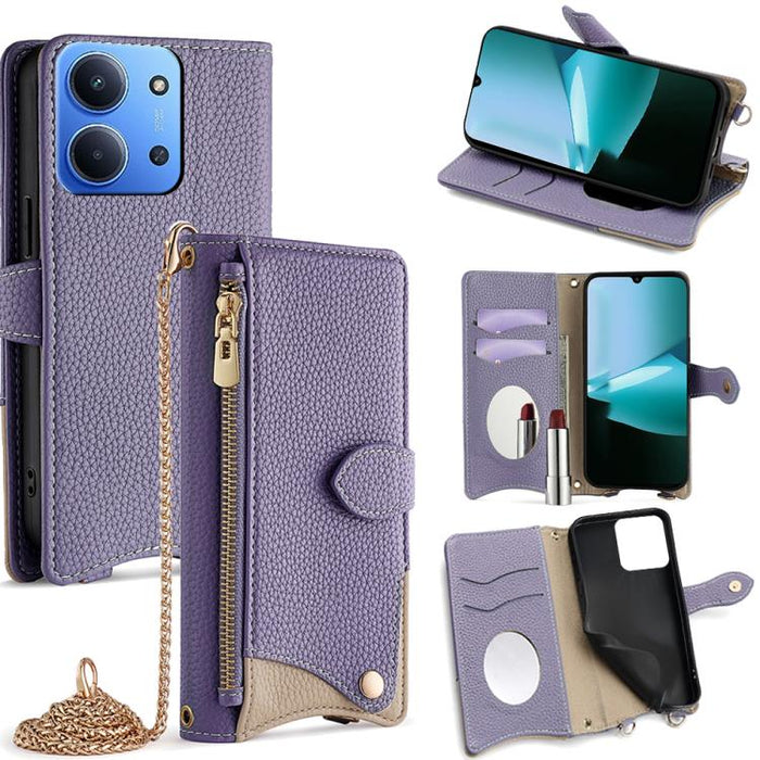 Funda para teléfono de piel de lichi con forma de cola de pez y cadena cruzada, For Redmi K90, For Redmi K90 Pro Max, For Redmi 15C 5G / 4G EU 173mm / Poco C85 5G, For Redmi 15C 5G / 4G Global 171mm / Poco C85 4G, For Redmi K80 Ultra                   ...