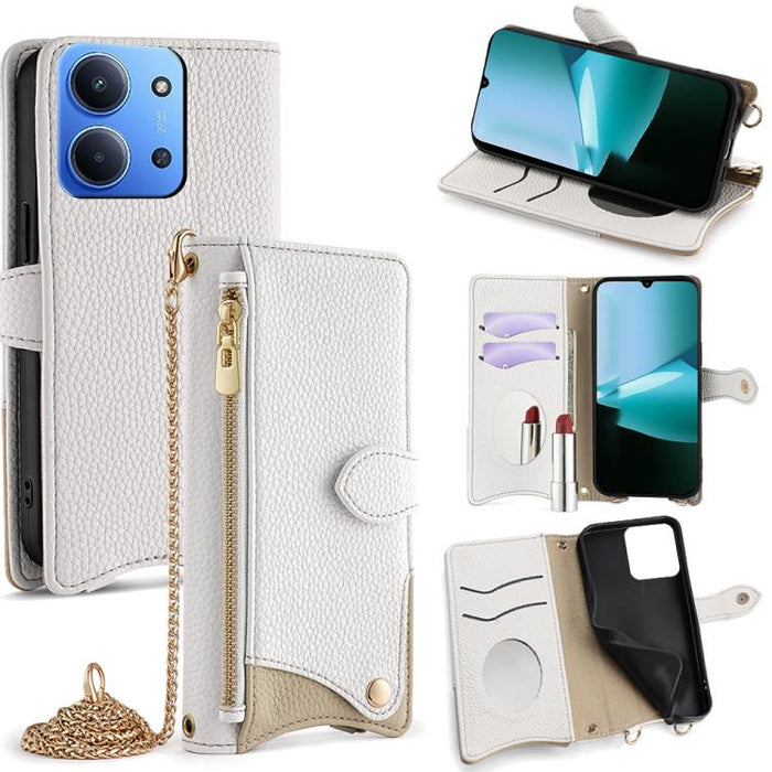 Funda para teléfono de piel de lichi con forma de cola de pez y cadena cruzada, For Redmi K90, For Redmi K90 Pro Max, For Redmi 15C 5G / 4G EU 173mm / Poco C85 5G, For Redmi 15C 5G / 4G Global 171mm / Poco C85 4G, For Redmi K80 Ultra                   ...