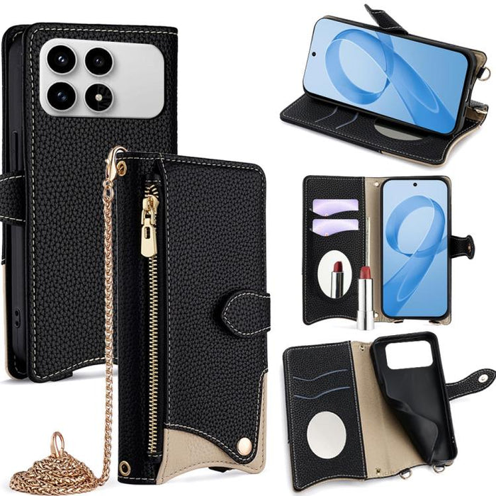 Funda para teléfono de piel de lichi con forma de cola de pez y cadena cruzada, For Redmi K90, For Redmi K90 Pro Max, For Redmi 15C 5G / 4G EU 173mm / Poco C85 5G, For Redmi 15C 5G / 4G Global 171mm / Poco C85 4G, For Redmi K80 Ultra                   ...