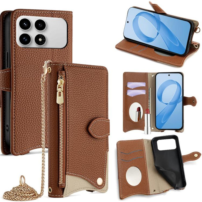 Funda para teléfono de piel de lichi con forma de cola de pez y cadena cruzada, For Redmi K90, For Redmi K90 Pro Max, For Redmi 15C 5G / 4G EU 173mm / Poco C85 5G, For Redmi 15C 5G / 4G Global 171mm / Poco C85 4G, For Redmi K80 Ultra                   ...
