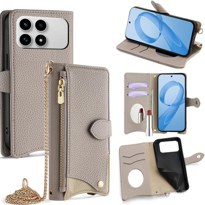 Funda para teléfono de piel de lichi con forma de cola de pez y cadena cruzada, For Redmi K90, For Redmi K90 Pro Max, For Redmi 15C 5G / 4G EU 173mm / Poco C85 5G, For Redmi 15C 5G / 4G Global 171mm / Poco C85 4G, For Redmi K80 Ultra                   ...