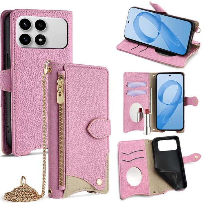 Funda para teléfono de piel de lichi con forma de cola de pez y cadena cruzada, For Redmi K90, For Redmi K90 Pro Max, For Redmi 15C 5G / 4G EU 173mm / Poco C85 5G, For Redmi 15C 5G / 4G Global 171mm / Poco C85 4G, For Redmi K80 Ultra                   ...
