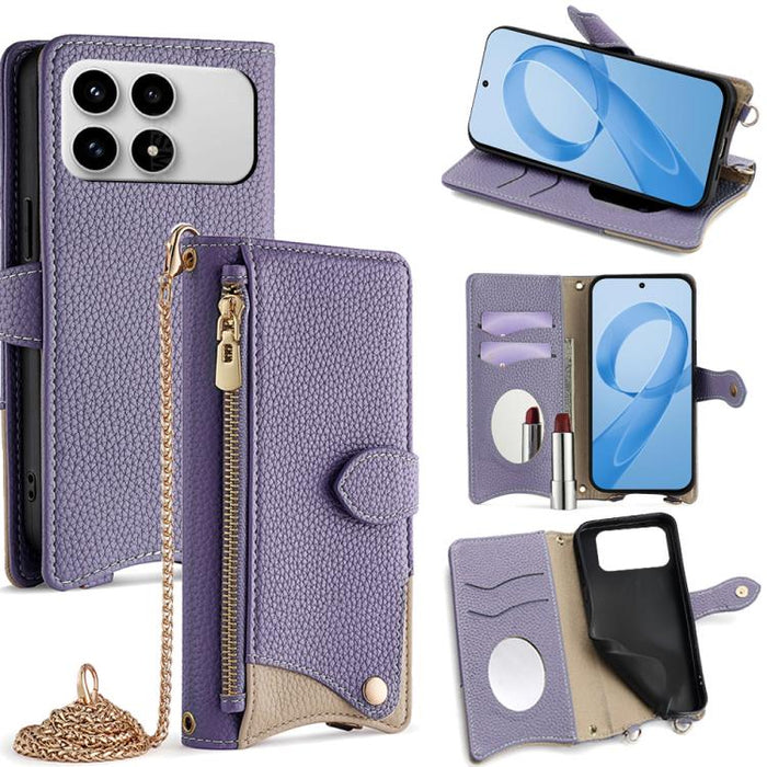 Funda para teléfono de piel de lichi con forma de cola de pez y cadena cruzada, For Redmi K90, For Redmi K90 Pro Max, For Redmi 15C 5G / 4G EU 173mm / Poco C85 5G, For Redmi 15C 5G / 4G Global 171mm / Poco C85 4G, For Redmi K80 Ultra                   ...