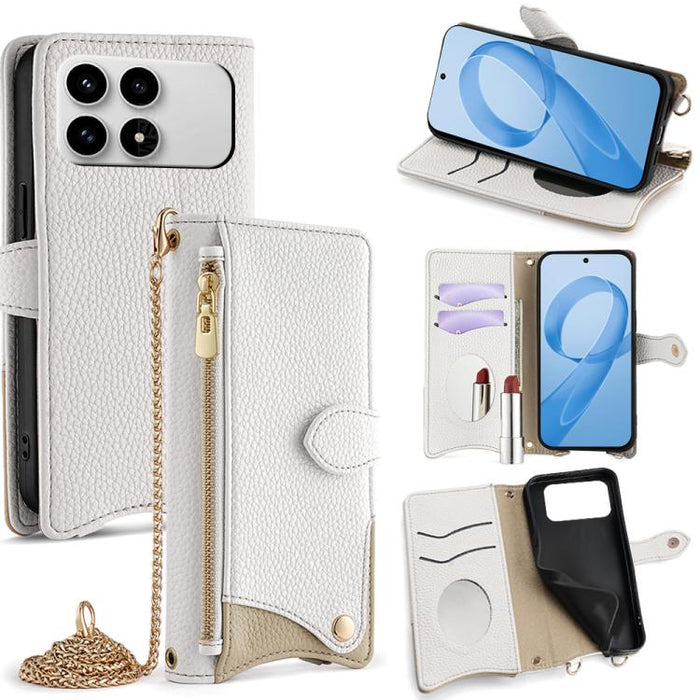 Funda para teléfono de piel de lichi con forma de cola de pez y cadena cruzada, For Redmi K90, For Redmi K90 Pro Max, For Redmi 15C 5G / 4G EU 173mm / Poco C85 5G, For Redmi 15C 5G / 4G Global 171mm / Poco C85 4G, For Redmi K80 Ultra                   ...