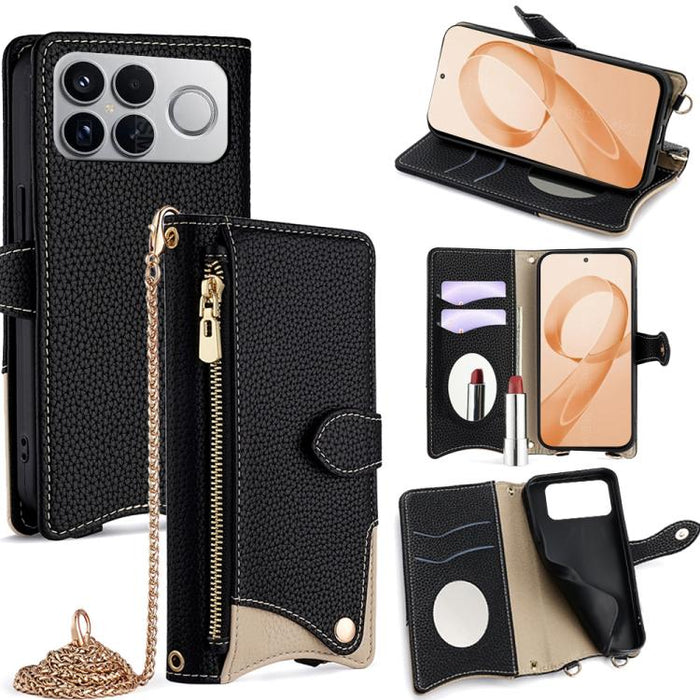 Funda para teléfono de piel de lichi con forma de cola de pez y cadena cruzada, For Redmi K90, For Redmi K90 Pro Max, For Redmi 15C 5G / 4G EU 173mm / Poco C85 5G, For Redmi 15C 5G / 4G Global 171mm / Poco C85 4G, For Redmi K80 Ultra                   ...