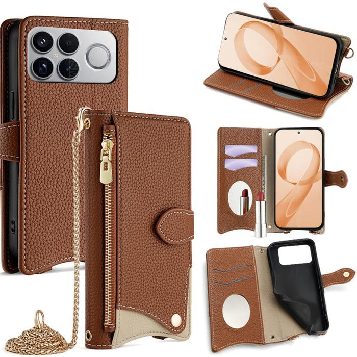 Funda para teléfono de piel de lichi con forma de cola de pez y cadena cruzada, For Redmi K90, For Redmi K90 Pro Max, For Redmi 15C 5G / 4G EU 173mm / Poco C85 5G, For Redmi 15C 5G / 4G Global 171mm / Poco C85 4G, For Redmi K80 Ultra                   ...