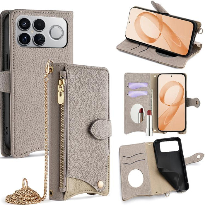 Funda para teléfono de piel de lichi con forma de cola de pez y cadena cruzada, For Redmi K90, For Redmi K90 Pro Max, For Redmi 15C 5G / 4G EU 173mm / Poco C85 5G, For Redmi 15C 5G / 4G Global 171mm / Poco C85 4G, For Redmi K80 Ultra                   ...