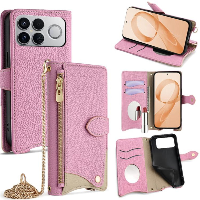 Funda para teléfono de piel de lichi con forma de cola de pez y cadena cruzada, For Redmi K90, For Redmi K90 Pro Max, For Redmi 15C 5G / 4G EU 173mm / Poco C85 5G, For Redmi 15C 5G / 4G Global 171mm / Poco C85 4G, For Redmi K80 Ultra                   ...