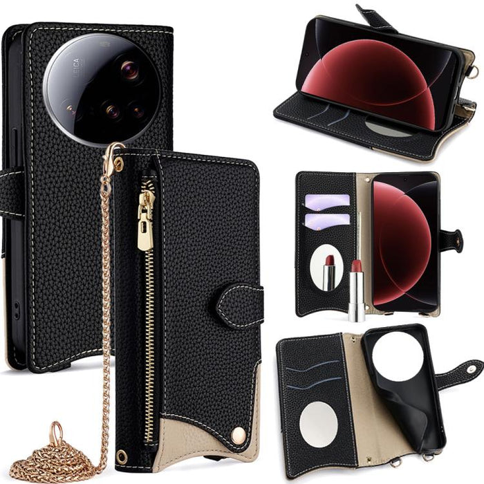 Funda para teléfono de piel de lichi con forma de cola de pez y cadena cruzada, For Xiaomi 17 Pro Max, For Xiaomi 17 Pro, For Xiaomi 17, For Xiaomi Civi 5 Pro, For Xiaomi 15 Ultra, For Xiaomi 14