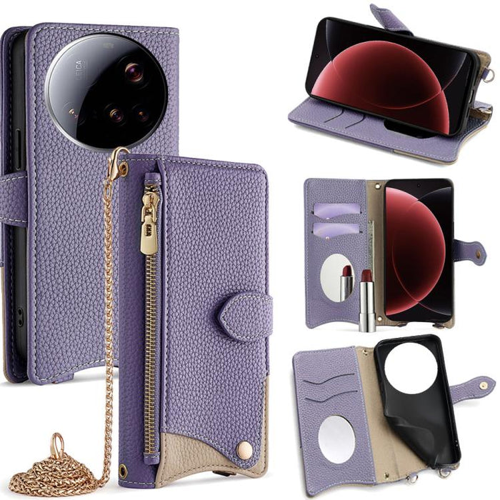 Funda para teléfono de piel de lichi con forma de cola de pez y cadena cruzada, For Xiaomi 17 Pro Max, For Xiaomi 17 Pro, For Xiaomi 17, For Xiaomi Civi 5 Pro, For Xiaomi 15 Ultra, For Xiaomi 14
