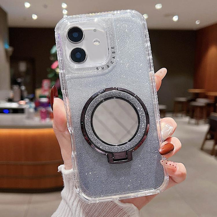 Estuche para teléfono MagSafe con purpurina y soporte para espejo, For iPhone 11