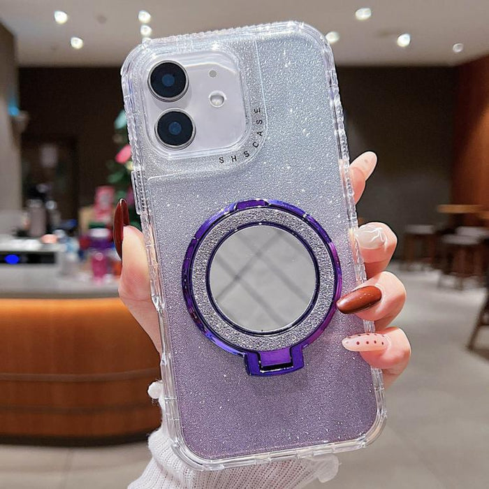 Estuche para teléfono MagSafe con purpurina y soporte para espejo, For iPhone 11