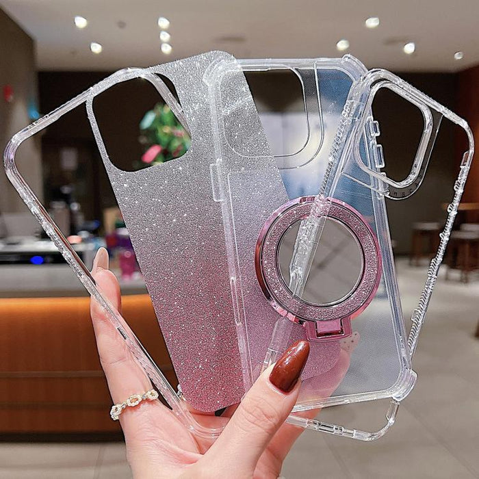 Estuche para teléfono MagSafe con purpurina y soporte para espejo, For iPhone 11