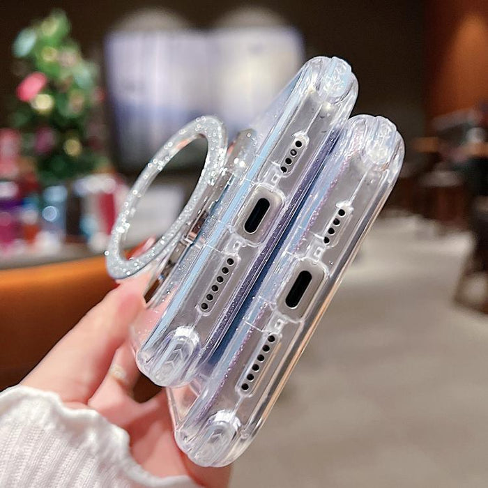 Estuche para teléfono MagSafe con purpurina y soporte para espejo, For iPhone 11