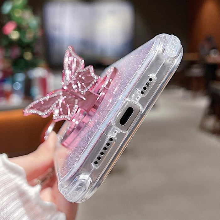 Estuche para teléfono MagSafe con purpurina y soporte de mariposa con espejo, For iPhone 11