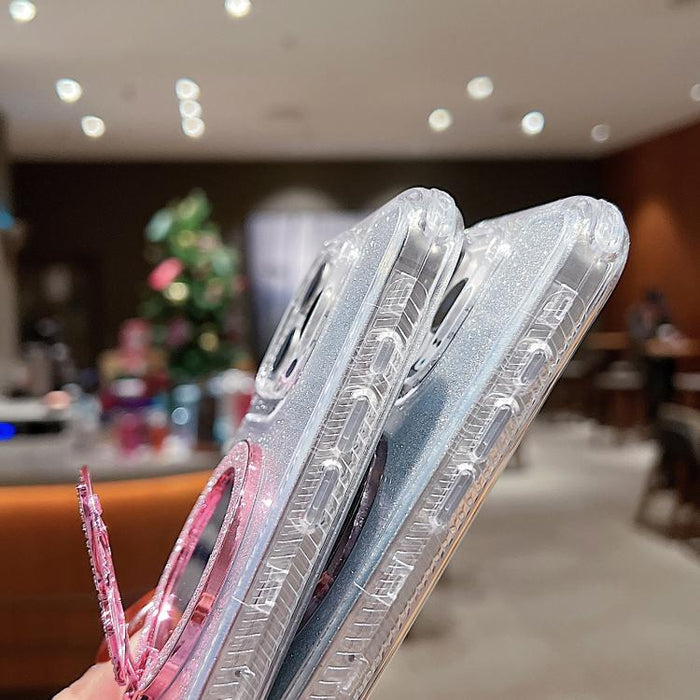 Estuche para teléfono MagSafe con purpurina y soporte de mariposa con espejo, For iPhone 11