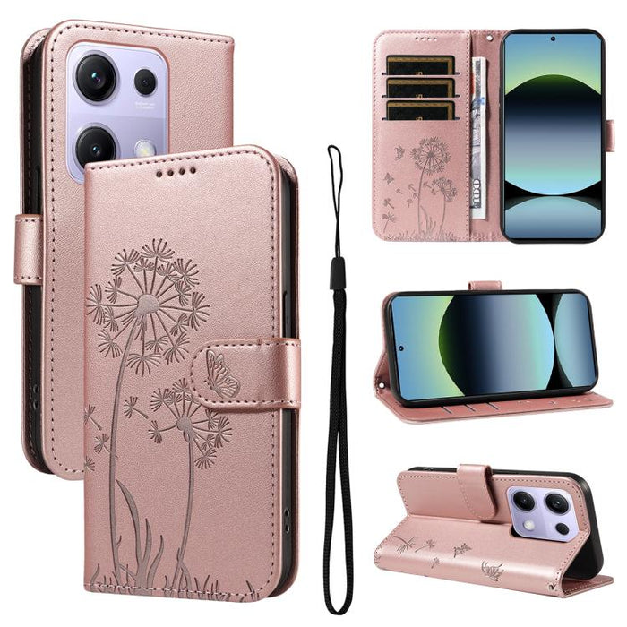Funda de cuero con tapa para teléfono con estampado de diente de león en relieve, For Redmi K90 Pro Max/Poco F8 Ultra, For Redmi K90/Poco F8 Pro, For Redmi 15C 5G / 4G EU 173mm, For Redmi 15 5G Global/15 4G SEA 169.5mm, For Redmi 15 5G / 4G EU 171mm   ...