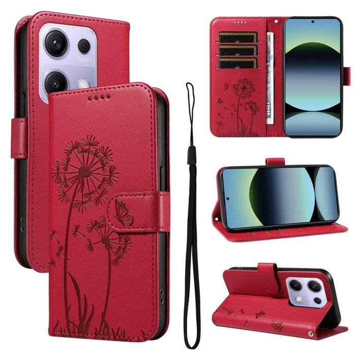 Funda de cuero con tapa para teléfono con estampado de diente de león en relieve, For Redmi K90 Pro Max/Poco F8 Ultra, For Redmi K90/Poco F8 Pro, For Redmi 15C 5G / 4G EU 173mm, For Redmi 15 5G Global/15 4G SEA 169.5mm, For Redmi 15 5G / 4G EU 171mm   ...