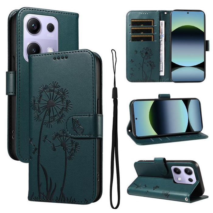 Funda de cuero con tapa para teléfono con estampado de diente de león en relieve, For Redmi K90 Pro Max/Poco F8 Ultra, For Redmi K90/Poco F8 Pro, For Redmi 15C 5G / 4G EU 173mm, For Redmi 15 5G Global/15 4G SEA 169.5mm, For Redmi 15 5G / 4G EU 171mm   ...