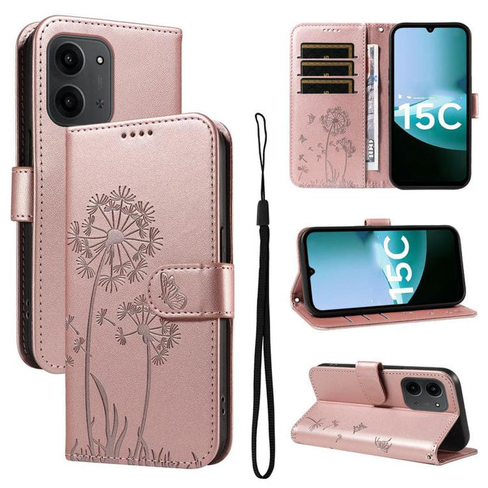 Funda de cuero con tapa para teléfono con estampado de diente de león en relieve, For Redmi K90 Pro Max/Poco F8 Ultra, For Redmi K90/Poco F8 Pro, For Redmi 15C 5G / 4G EU 173mm, For Redmi 15 5G Global/15 4G SEA 169.5mm, For Redmi 15 5G / 4G EU 171mm   ...