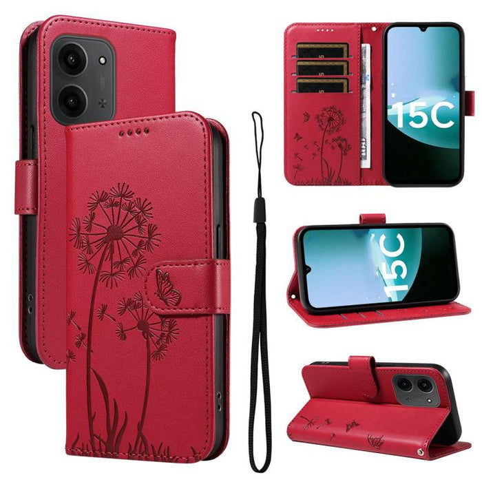 Funda de cuero con tapa para teléfono con estampado de diente de león en relieve, For Redmi K90 Pro Max/Poco F8 Ultra, For Redmi K90/Poco F8 Pro, For Redmi 15C 5G / 4G EU 173mm, For Redmi 15 5G Global/15 4G SEA 169.5mm, For Redmi 15 5G / 4G EU 171mm   ...