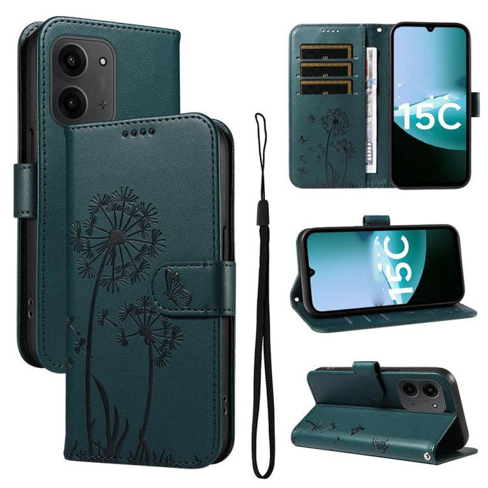 Funda de cuero con tapa para teléfono con estampado de diente de león en relieve, For Redmi K90 Pro Max/Poco F8 Ultra, For Redmi K90/Poco F8 Pro, For Redmi 15C 5G / 4G EU 173mm, For Redmi 15 5G Global/15 4G SEA 169.5mm, For Redmi 15 5G / 4G EU 171mm   ...