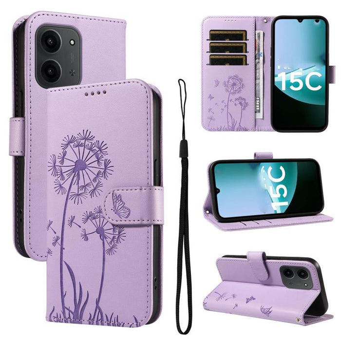 Funda de cuero con tapa para teléfono con estampado de diente de león en relieve, For Redmi K90 Pro Max/Poco F8 Ultra, For Redmi K90/Poco F8 Pro, For Redmi 15C 5G / 4G EU 173mm, For Redmi 15 5G Global/15 4G SEA 169.5mm, For Redmi 15 5G / 4G EU 171mm   ...