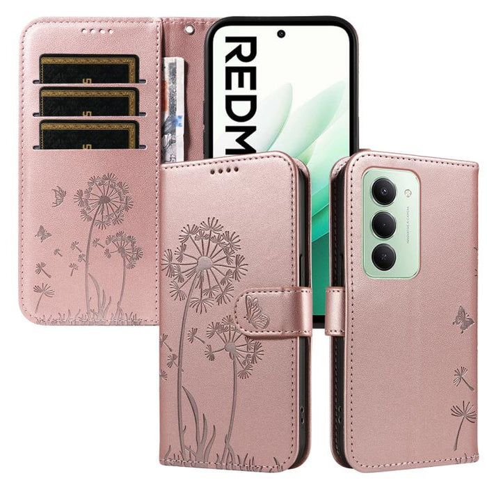 Funda de cuero con tapa para teléfono con estampado de diente de león en relieve, For Redmi K90 Pro Max/Poco F8 Ultra, For Redmi K90/Poco F8 Pro, For Redmi 15C 5G / 4G EU 173mm, For Redmi 15 5G Global/15 4G SEA 169.5mm, For Redmi 15 5G / 4G EU 171mm   ...